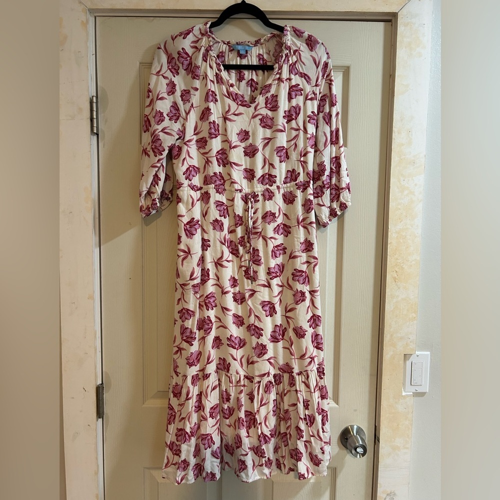 Draper James Long Sleeve Floral Dress - Pink and Cream - Picture 4 of 6